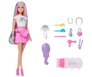 Кукла Barbie с шарена коса и аксесоари за прически, Mattel