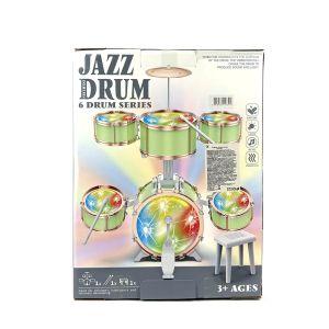 Детски барабани Jazz Drum със светлини и столче – зелени