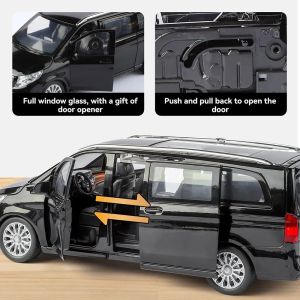 Метален миниван Mercedes-Benz V-Class L със светлини – черен, Без опаковка