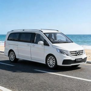 Метален миниван Mercedes-Benz V-Class L със светлини – бял, Без опаковка