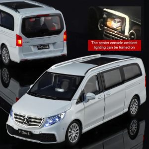Метален миниван Mercedes-Benz V-Class L със светлини – бял, Без опаковка