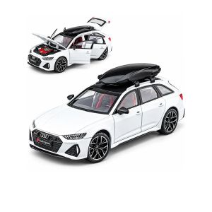 Метална количка Audi Rs6, Със светлини и звуци, 1:32, Бял, Без опаковка