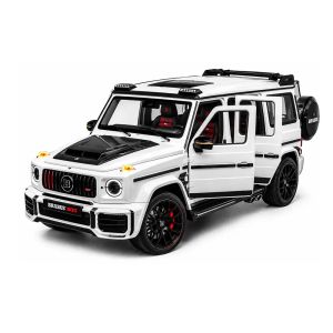 Метален джип, Mercedes G-class Brabus, С пушек, Светлини, 1:18, Бяла, Без опаковка