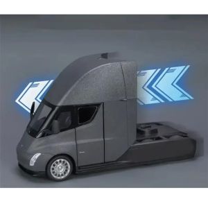 Метален камион Tesla Semi, със зарядна станция, 1:24 – сив