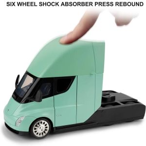 Метален камион Tesla Semi 1:24 със зарядна станция – зелен