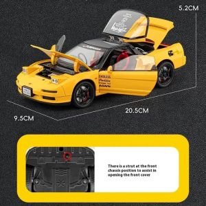 Метална кола Honda NSX 1:24 със звук и светлини – жълта, без опаковка