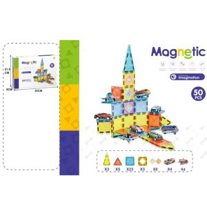Магнитен конструктор с колички и самолети, 50 части