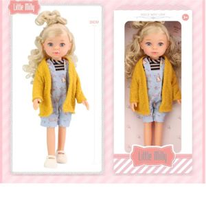 Кукла Little Milly с дълга руса коса и жълта жилетка, 33 см