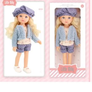 Кукла Little Milly с руса коса, синьо яке и шапка, 33 см