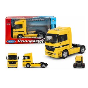 Метален камион Mercedes-Benz Actros 1:32 – жълт, Welly