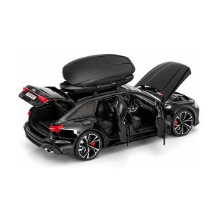 Метална кола Audi RS 6 Avant 1:18 с багажник на покрива – черна