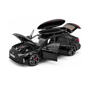 Метална кола Audi RS 6 Avant 1:18 с багажник на покрива – черна