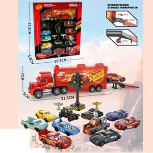 Комплект метални колички Cars с камион Мак и писта