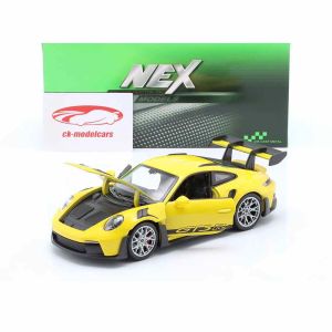 Метална кола Porsche 911 GT3 RS (992), 1:24, жълта – Welly