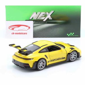 Метална кола Porsche 911 GT3 RS (992), 1:24, жълта – Welly