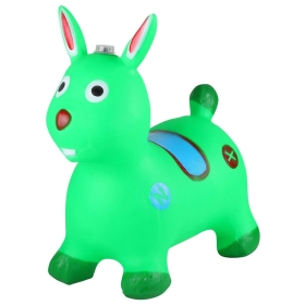 Надуваемо гумено зайче, играчка за скачане, музикално, зелен