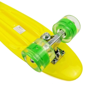 Скейтборд пениборд, 55,5Х14,5 см , Светещи гуми, жълт