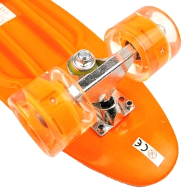 Скейтборд пениборд, 55,5Х14,5 см , Светещи гуми, оранжев