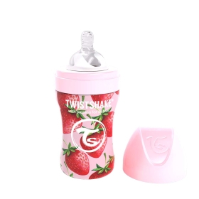 Бебешко шише Twistshake 260 мл от неръждаема стомана - Розова ягода