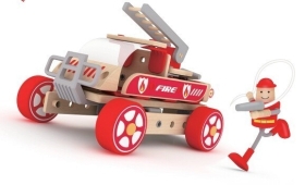 Дървен конструктор за деца - Пожарникарска кола