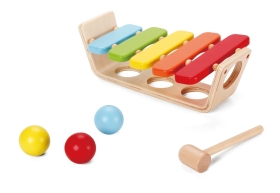 Дървена играчка - ксилофон с чукче