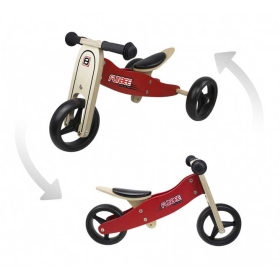 Дървено колело за баланс 2 в 1 FUNBEE - червено